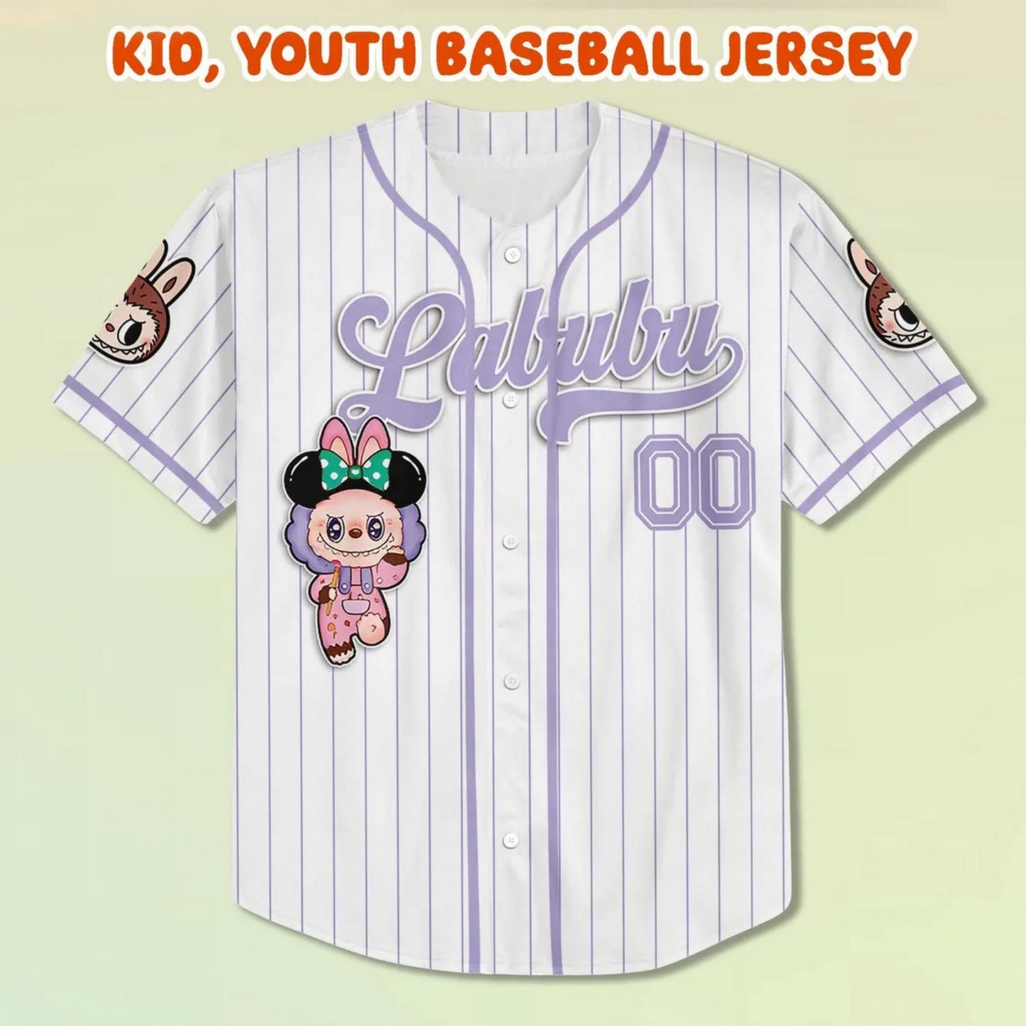 Custom Name And Number Labubu Purple Pink Baseball Jersey