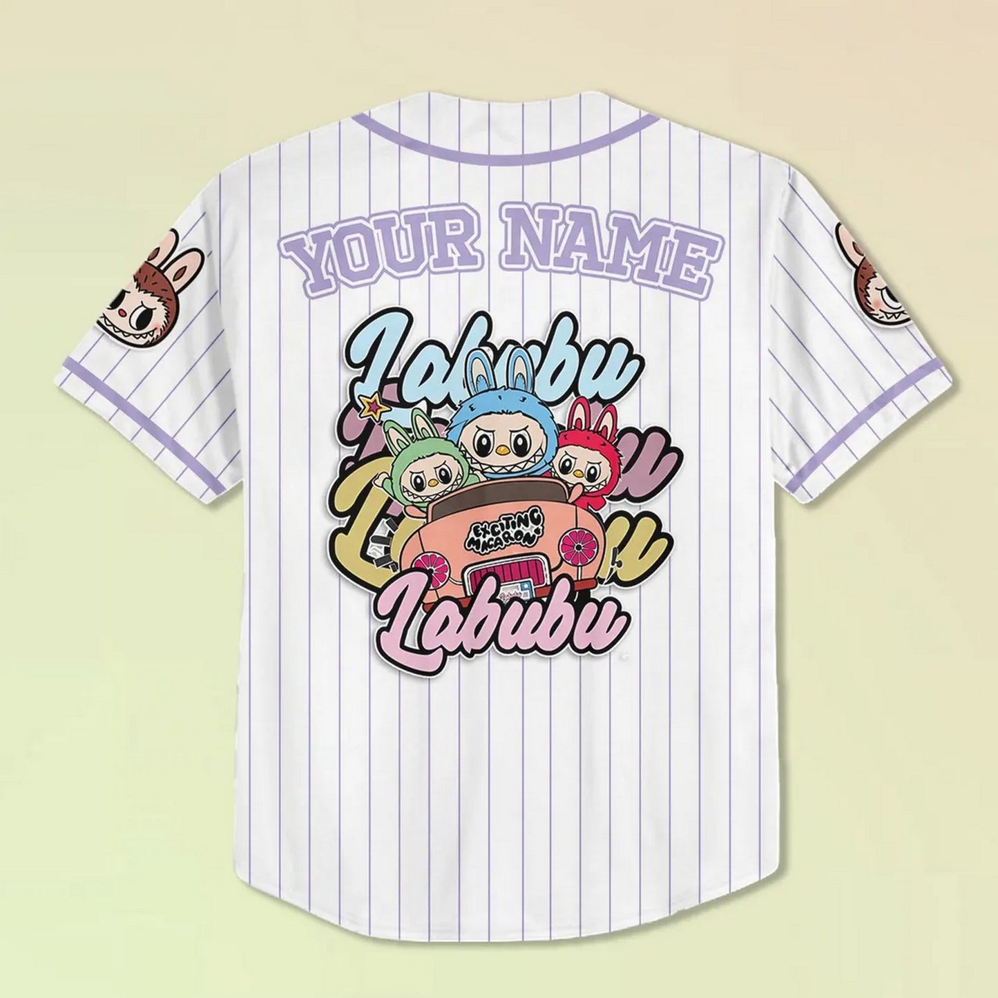 Custom Name And Number Labubu Purple Pink Baseball Jersey