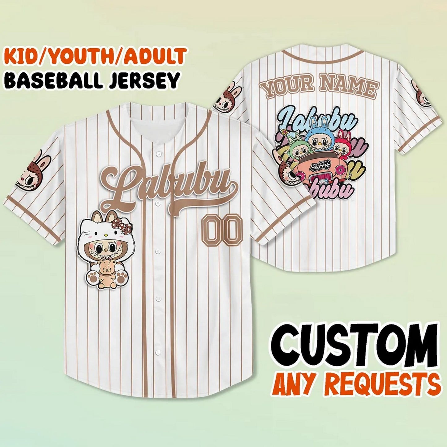 Custom Name And Number Labubu White Baseball Jersey