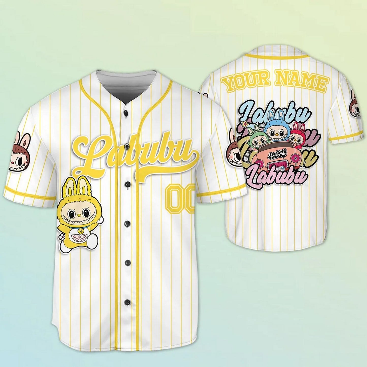 Custom Name And Number Labubu Yellow Baseball Jersey