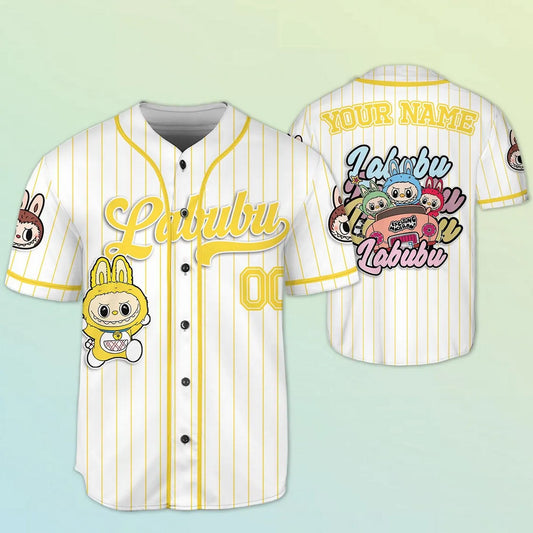 Custom Name And Number Labubu Yellow Baseball Jersey