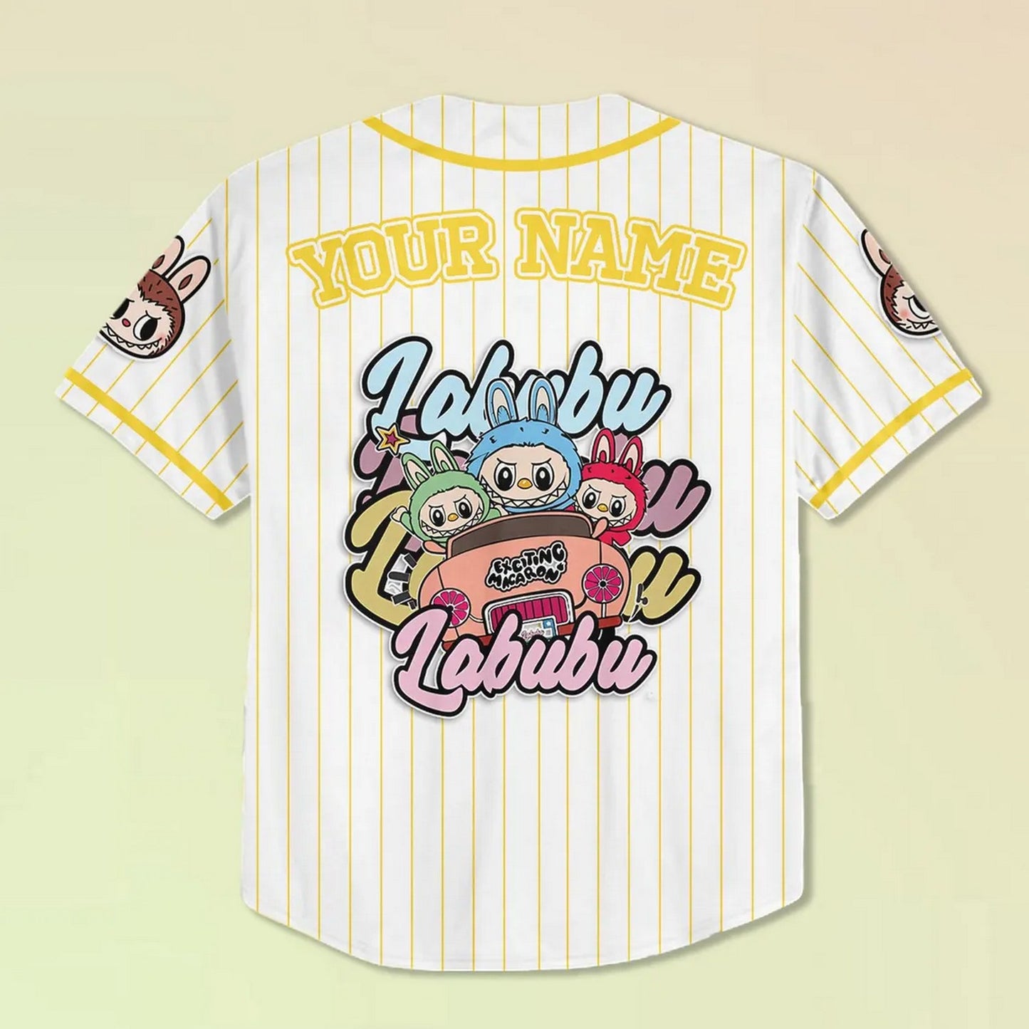 Custom Name And Number Labubu Yellow Baseball Jersey