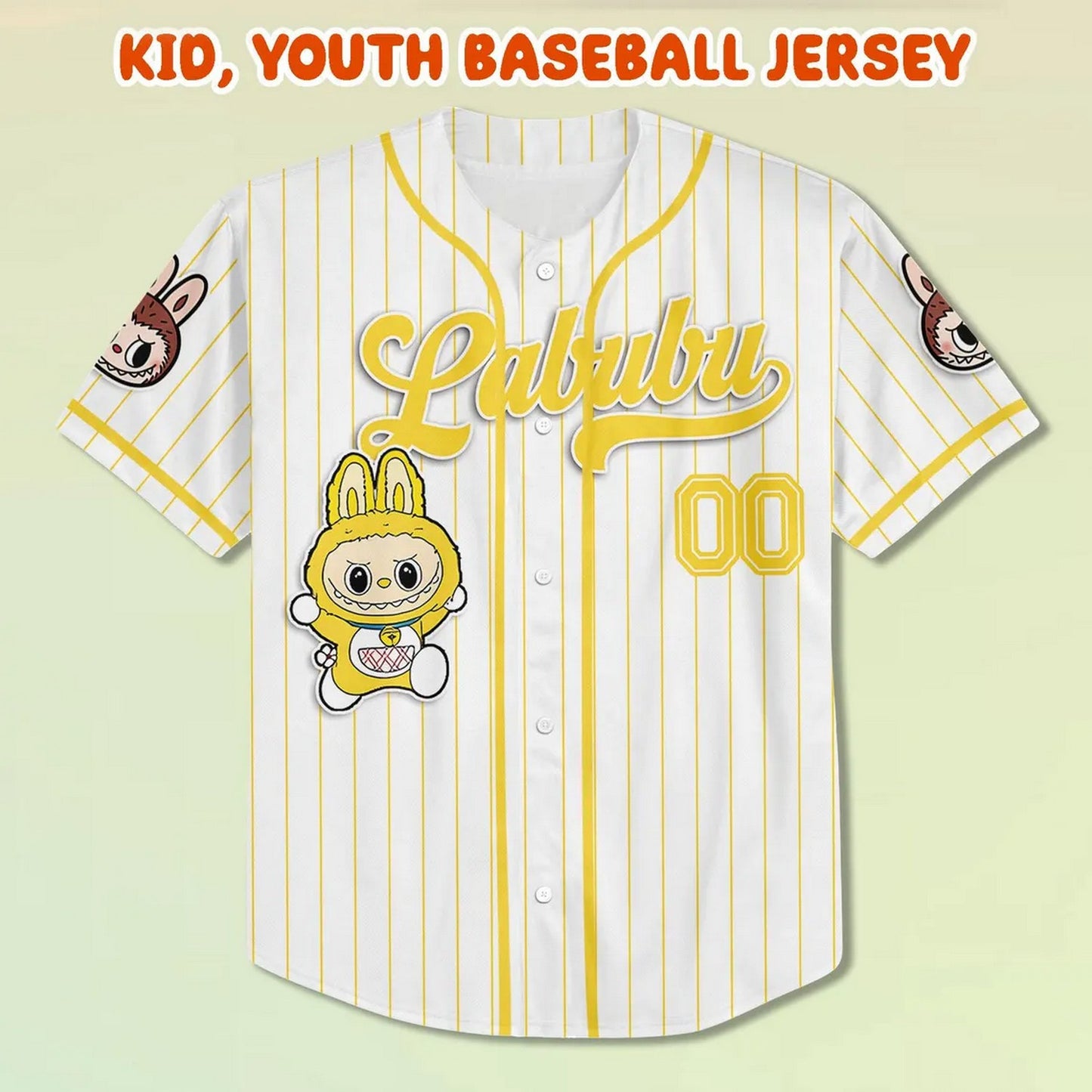 Custom Name And Number Labubu Yellow Baseball Jersey