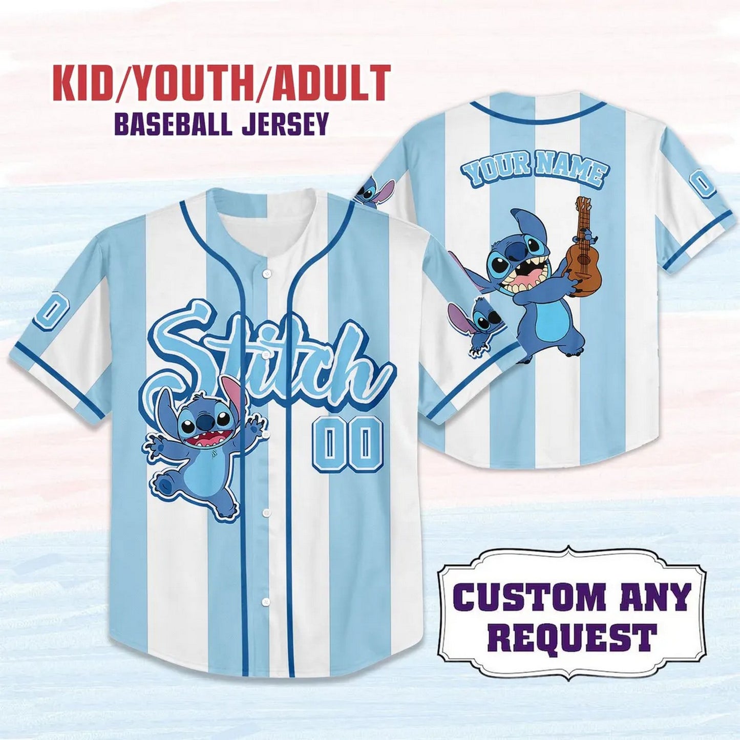 Custom Name And Number Stitch Play Ghita Blue Baseball Jersey