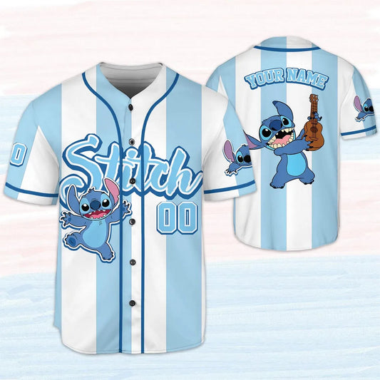 Custom Name And Number Stitch Play Ghita Blue Baseball Jersey