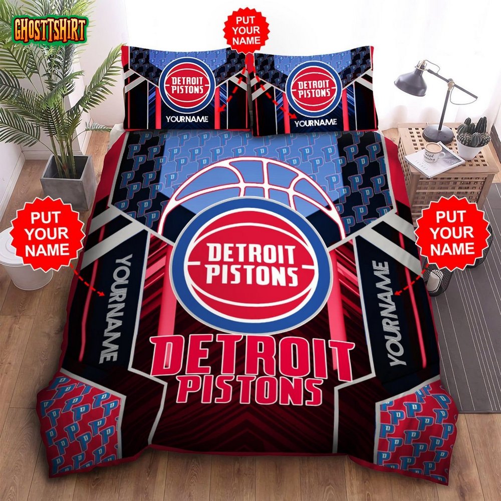 Custom Name Detroit Pistons Bedding Set