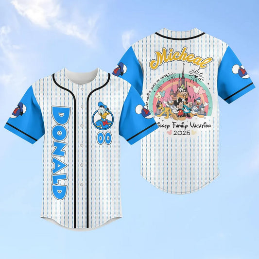 Custom Name Donald Disney Family Vacation 2025 Baseball Jersey