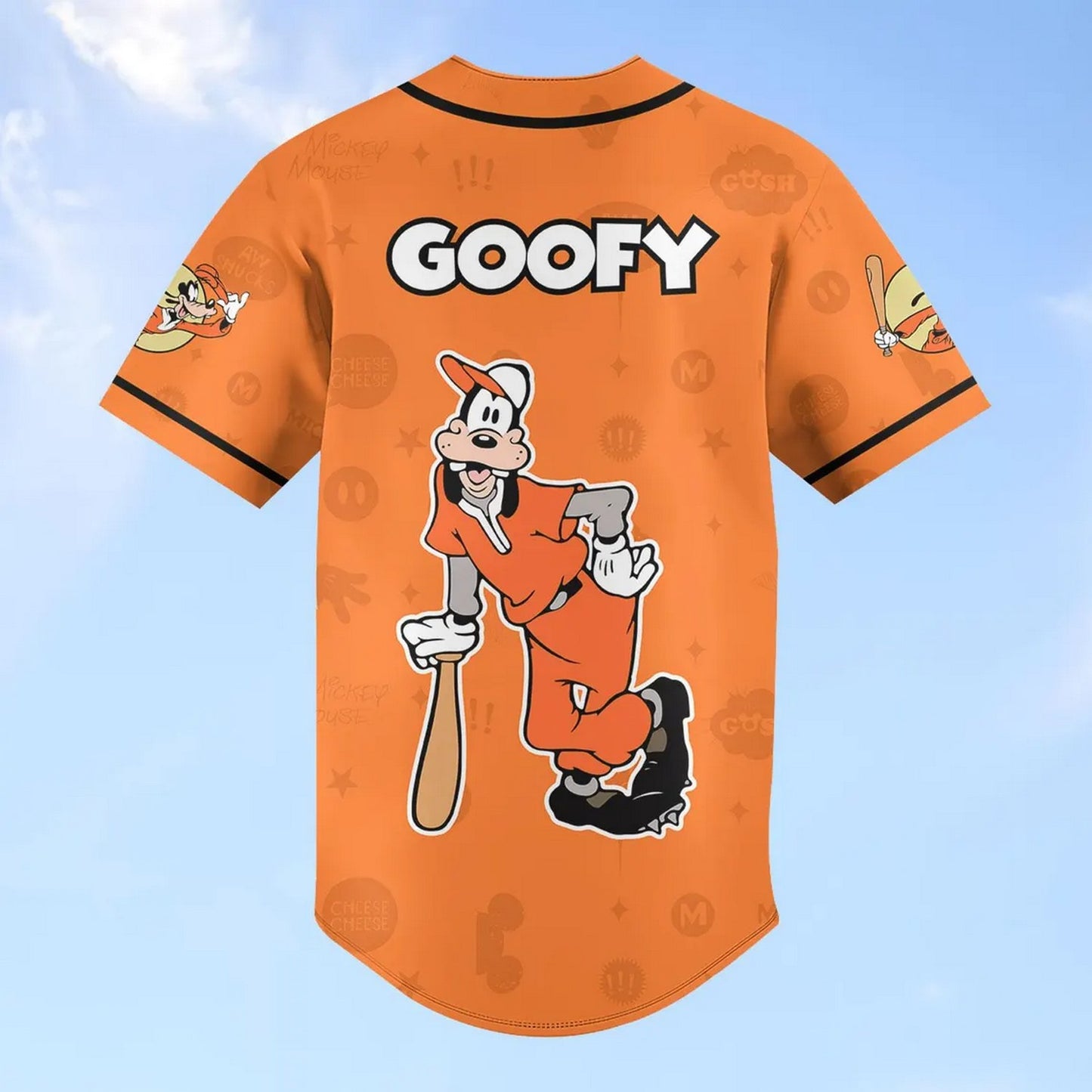 Custom Name Funny Goofy Dog Orange Baseball Jersey