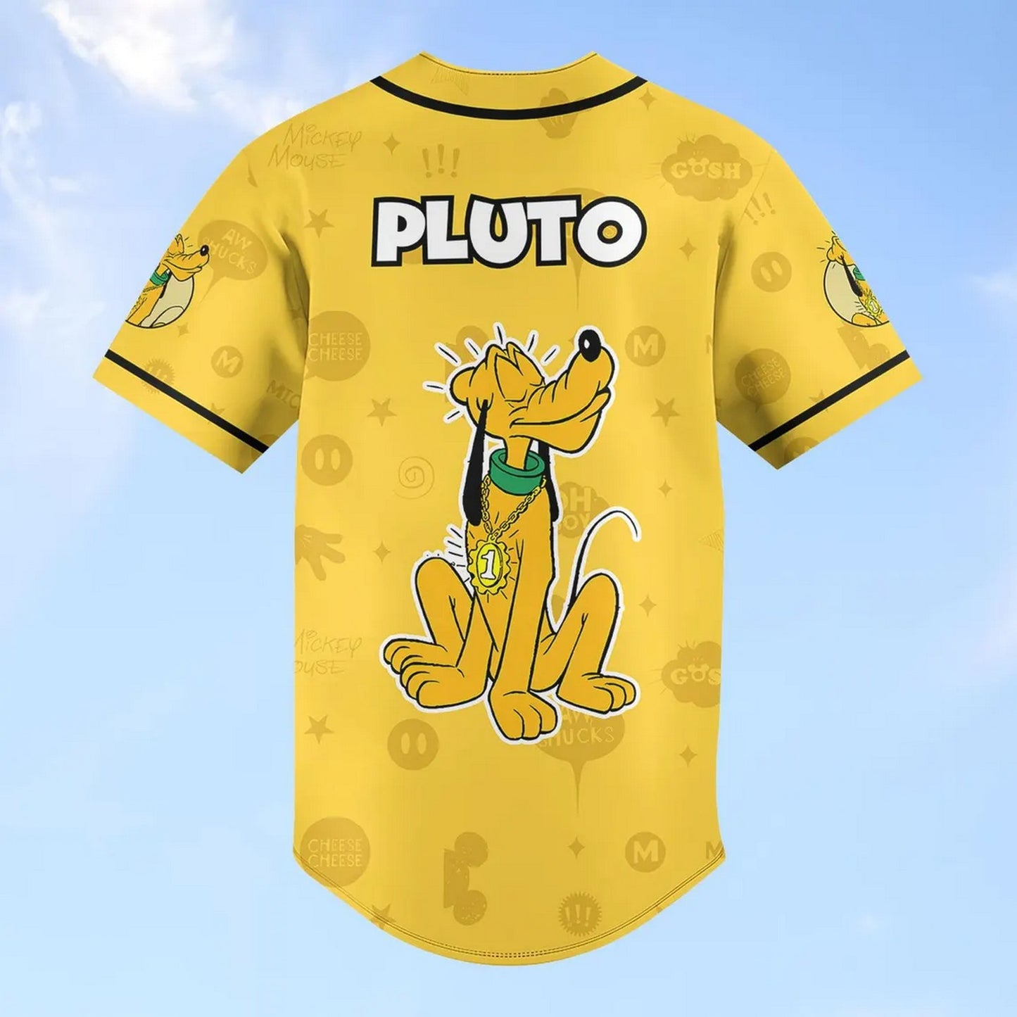 Custom Name Funny Pluto Dog Yellow Baseball Jersey