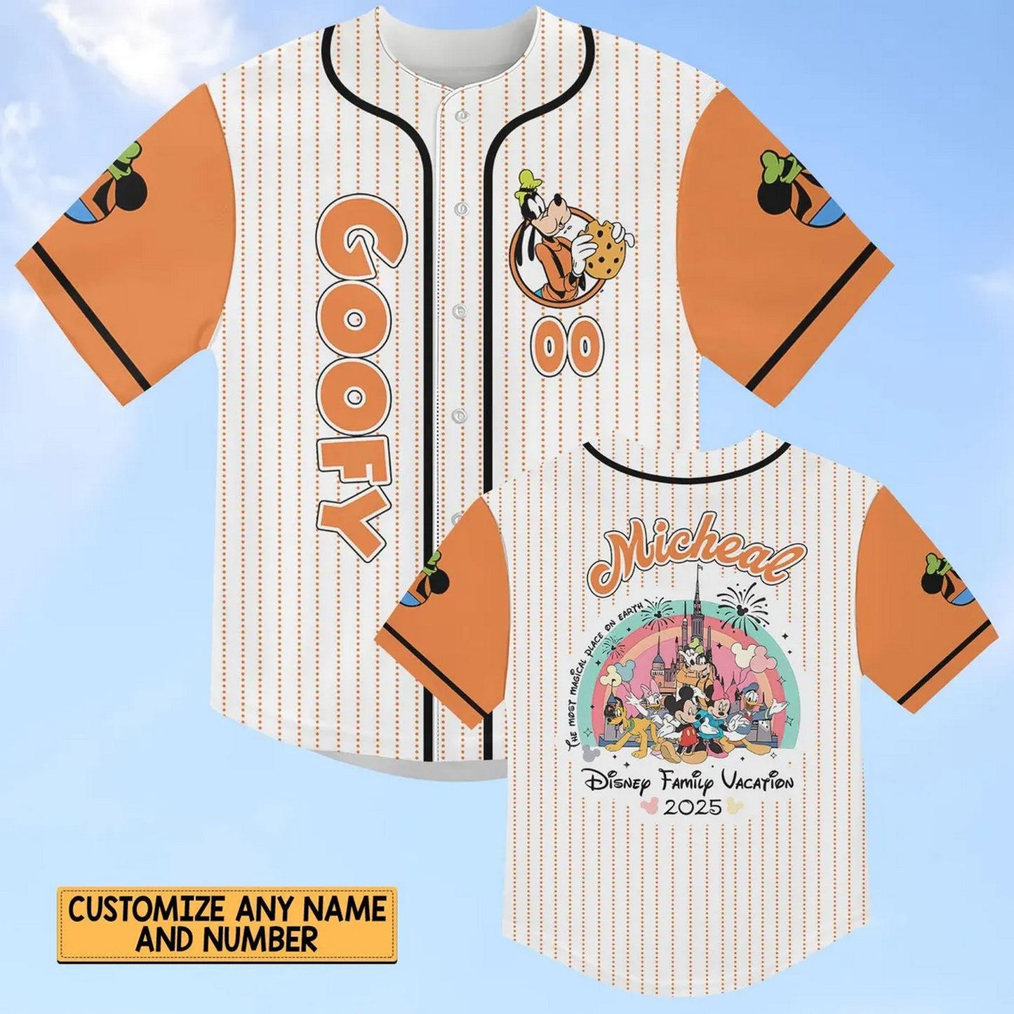 Custom Name Goofy Disney Family Vacation 2025 Baseball Jersey