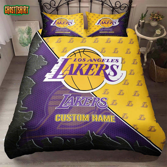 Custom Name Los Angeles Lakers Bedding Set