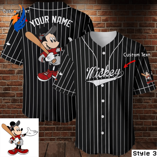 Personalized Mickey Mouse Disney Baseball Jersey - Custom Name & Authentic Design - Bafud