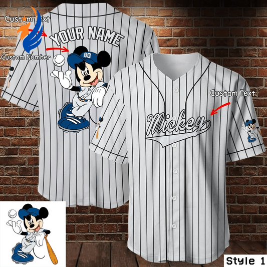 Personalized Mickey Mouse Disney Baseball White Jersey - Ideal Gift for Baseball Lovers - Bafud