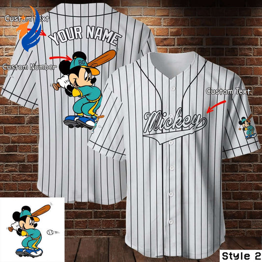 Personalized Mickey Mouse Baseball Jersey - Perfect Disney Gift for Baseball Lovers - Bafud