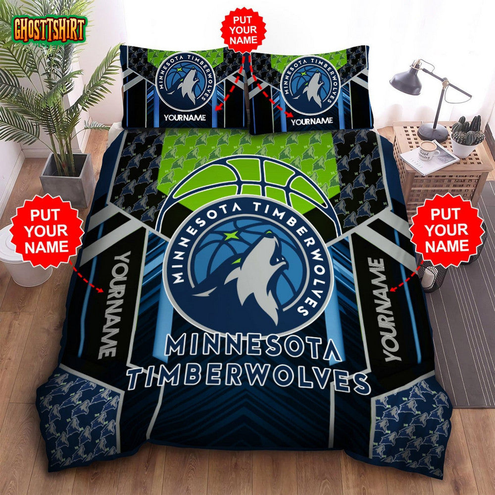 Custom Name Minnesota Timberwolves Bedding Set