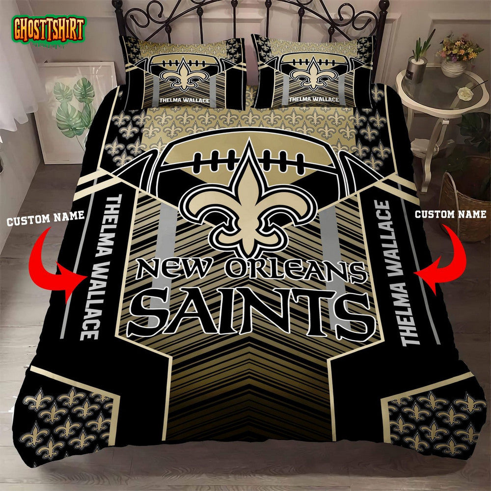 Custom Name New Orleans Saints Bedding Set Ver 2