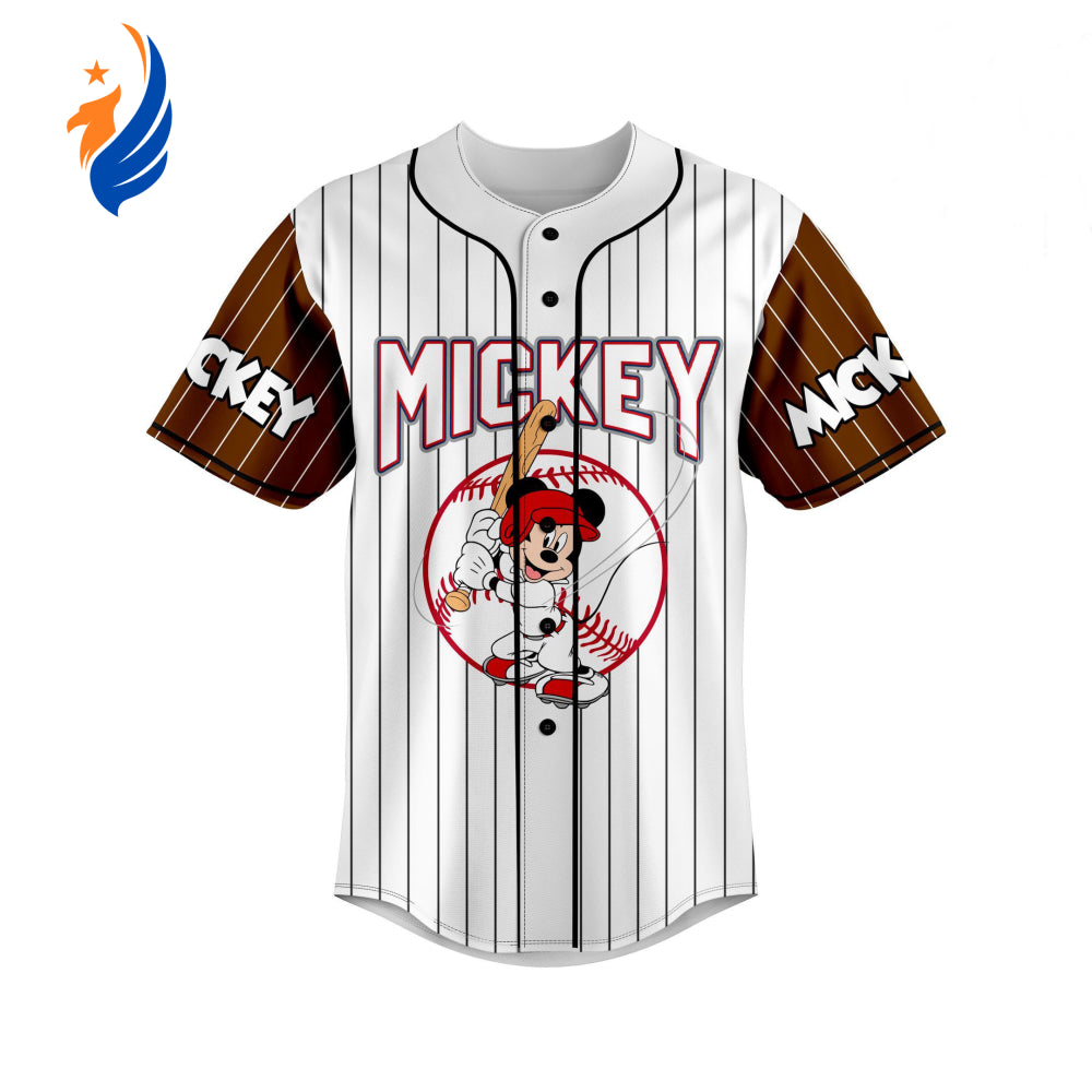 Personalized Disney Mickey Mouse Baseball Jersey Shirt Custom Name & Number Player Design - Bafud