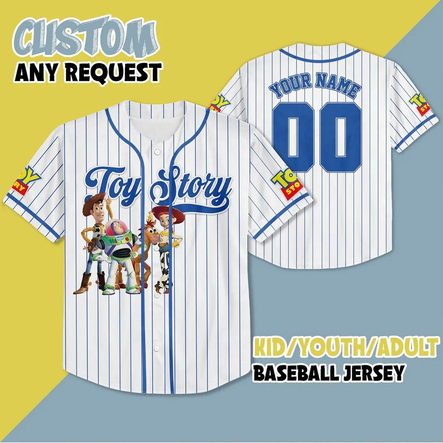 Custom Name Toy Story Character Baseball Jersey
