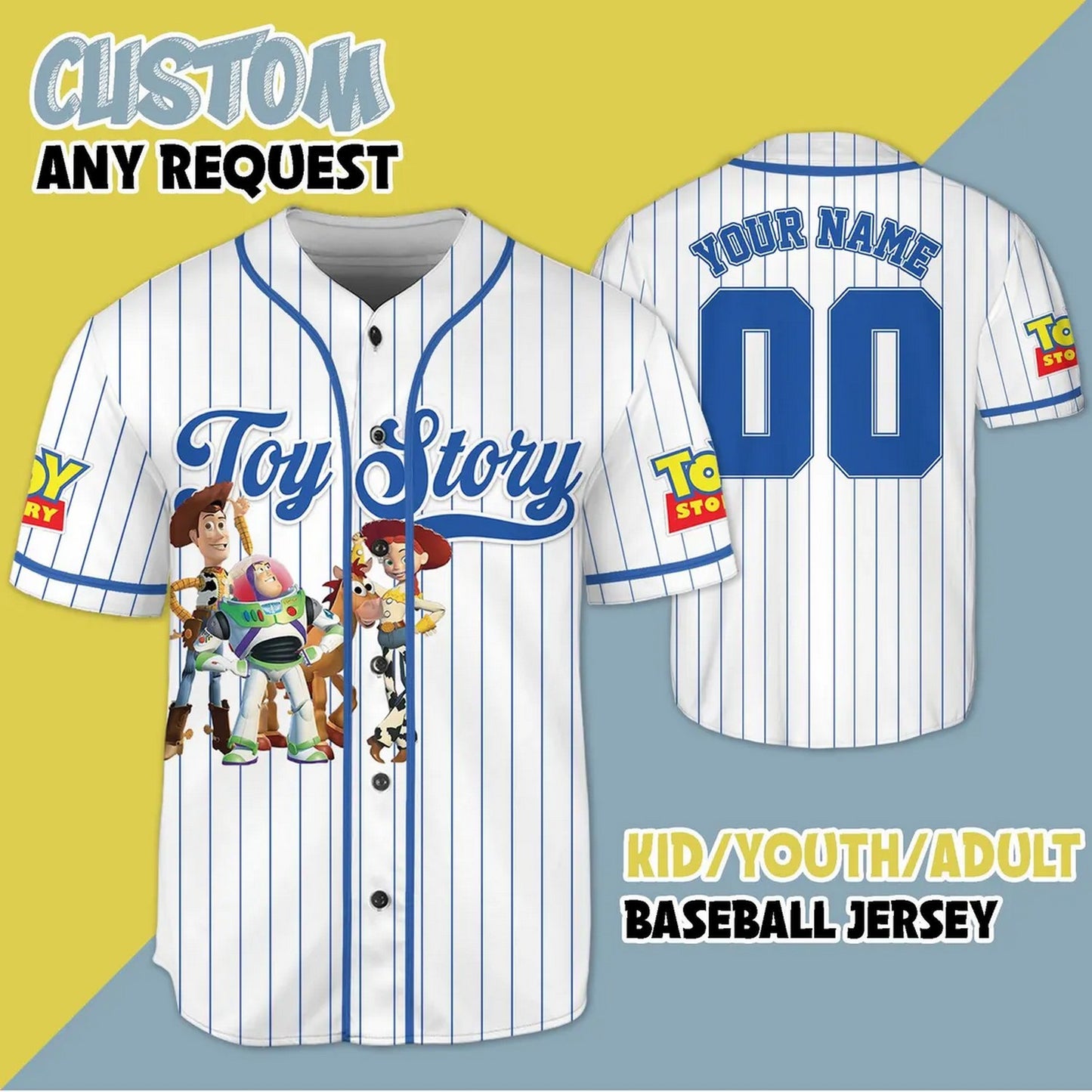 Custom Name Toy Story Character Baseball Jersey