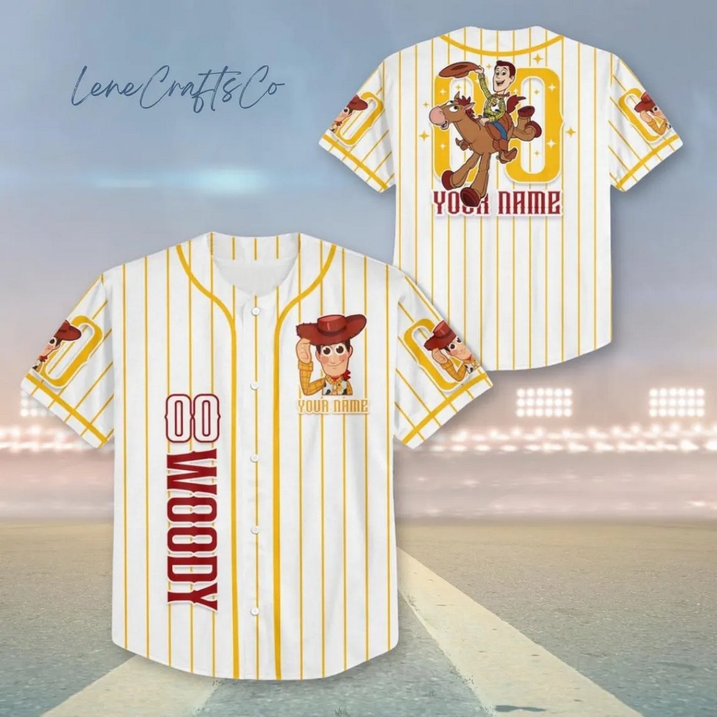 Custom Name Toy Story Friends Woody White Baseball Jersey