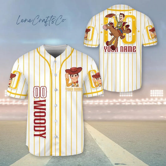 Custom Name Toy Story Friends Woody White Baseball Jersey