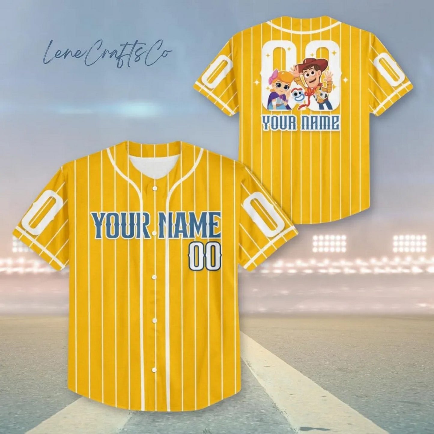 Custom Name Toy Story Pixar Woody Yellow Baseball Jersey