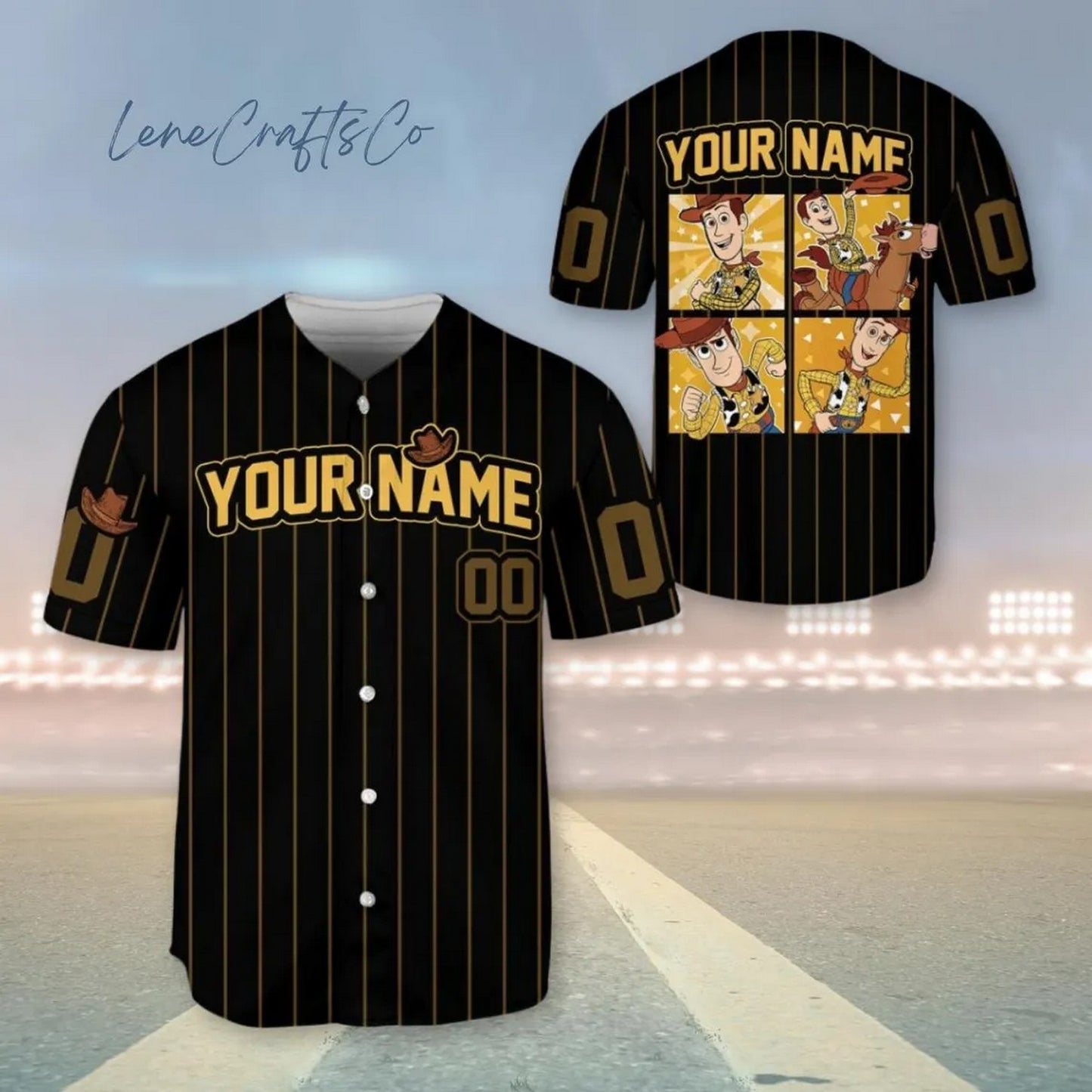 Custom Name Toy Story Woody Black Baseball Jersey