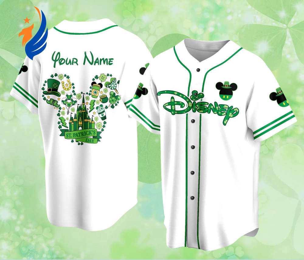 Custom Saint Patrick s Day Disneyland Baseball Jersey - Personalized Mickey St Patrick Family Vacation Trip Shirt for Baseball Lovers - Bafud