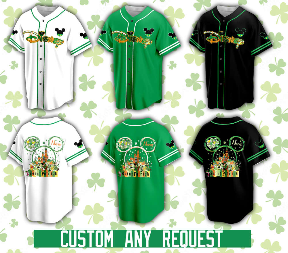 Personalized Mickey St Patrick s Disneyland Baseball Jersey - Perfect for Saint Patrick s Day Family Vacation! - Bafud