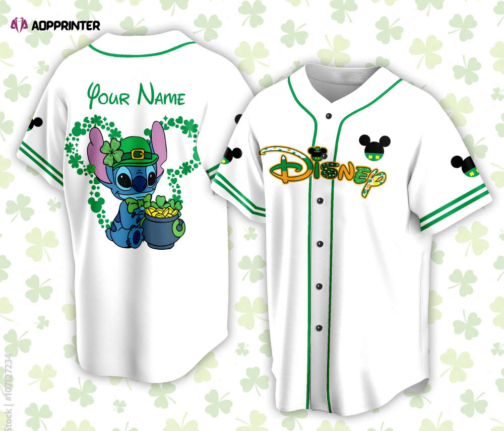 Custom Saint Patrick Day Disneyland Baseball Jersey Personalized Stitch St Patrick Family Vacation Trip Jersey For Baseball Lovers - Aopprinter