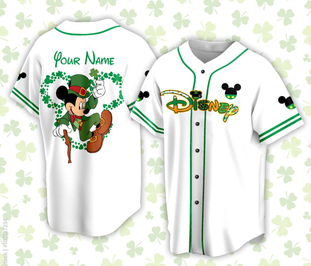Custom Saint Patrick Day Disneyland Baseball Jersey Personalized Stitch St Patrick Family Vacation Trip Jersey For Baseball Lovers - Aopprinter