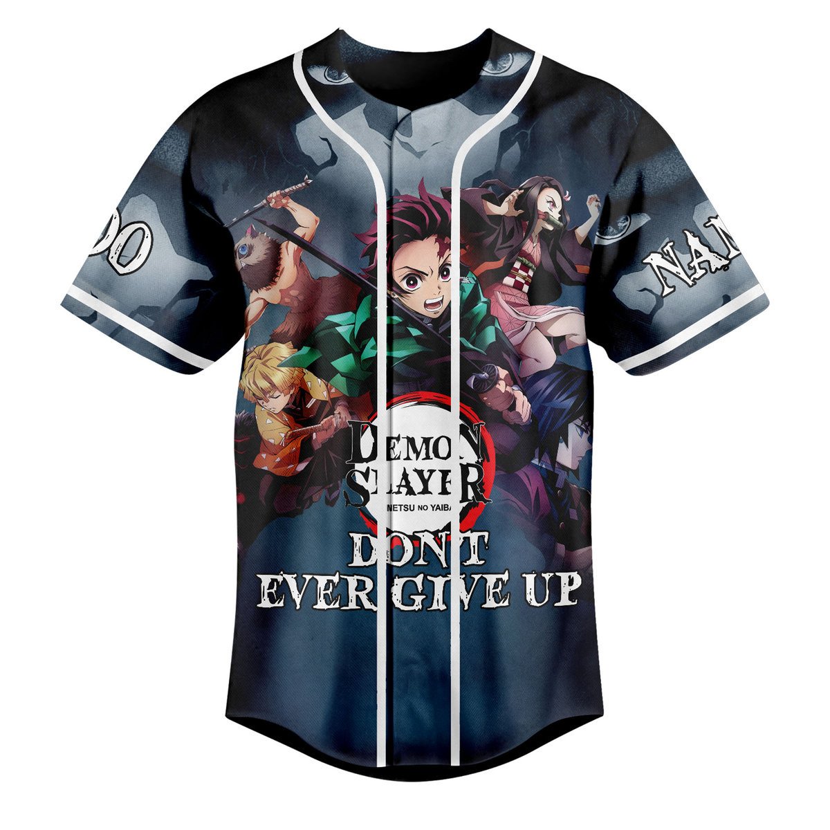 Customized Don't Ever Give Up Demon Slayer Anime Baseball Jersey