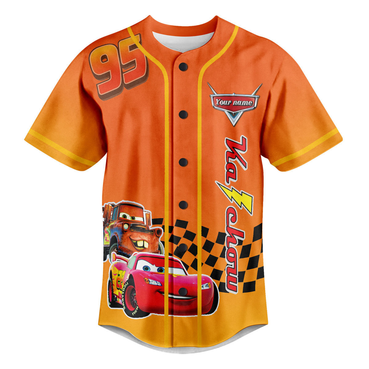 Customized Kachow Lightning McQueen Cars 4 Baseball Jersey