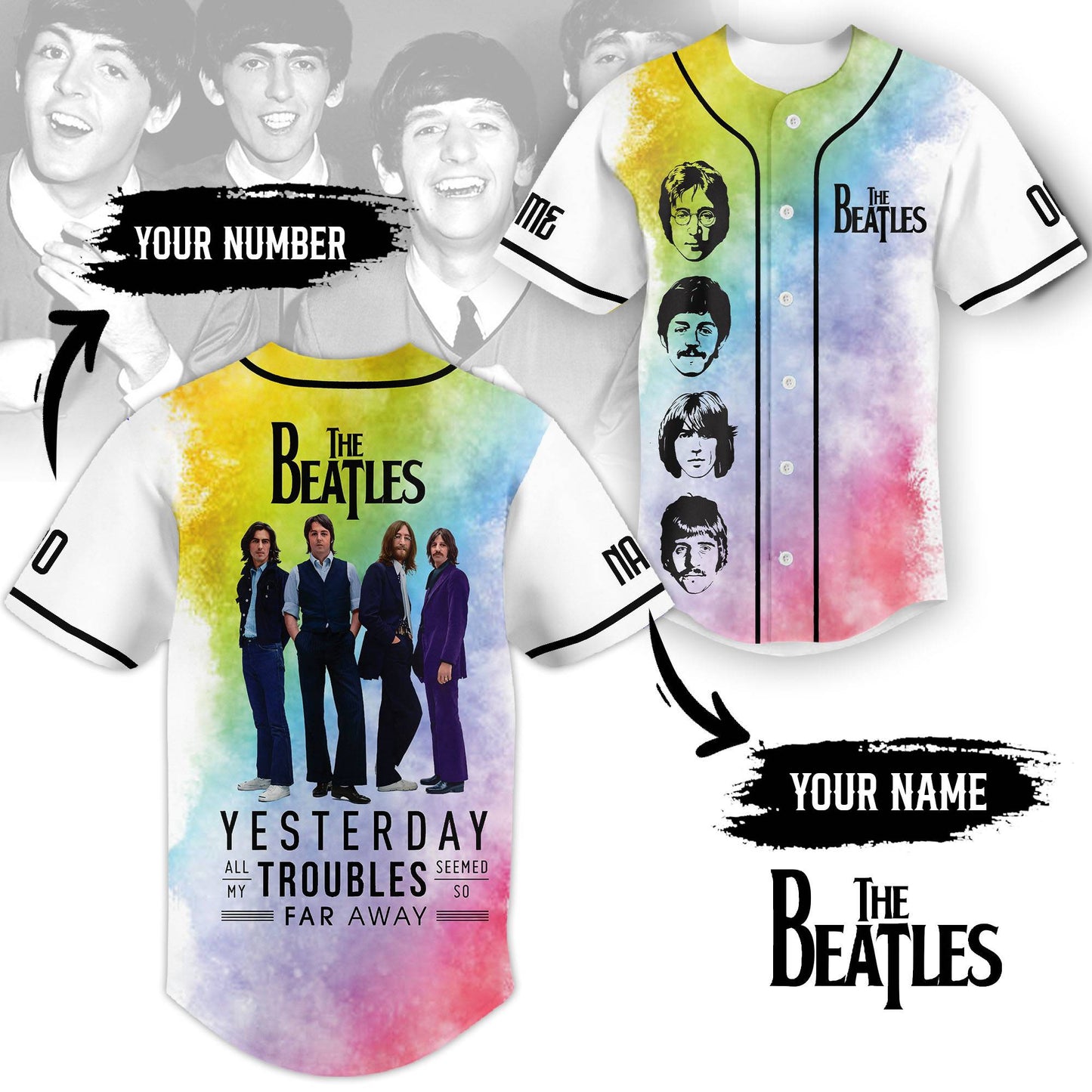 Customized The Beatles Music Baseball Jersey
