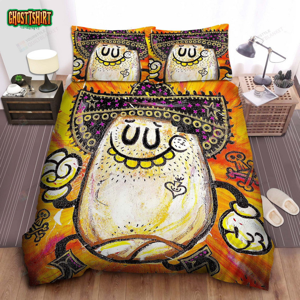 Cute Burrito Cartoon Character In Crayons Bed Sheet Spread Comforter Duvet Cover Bedding Set