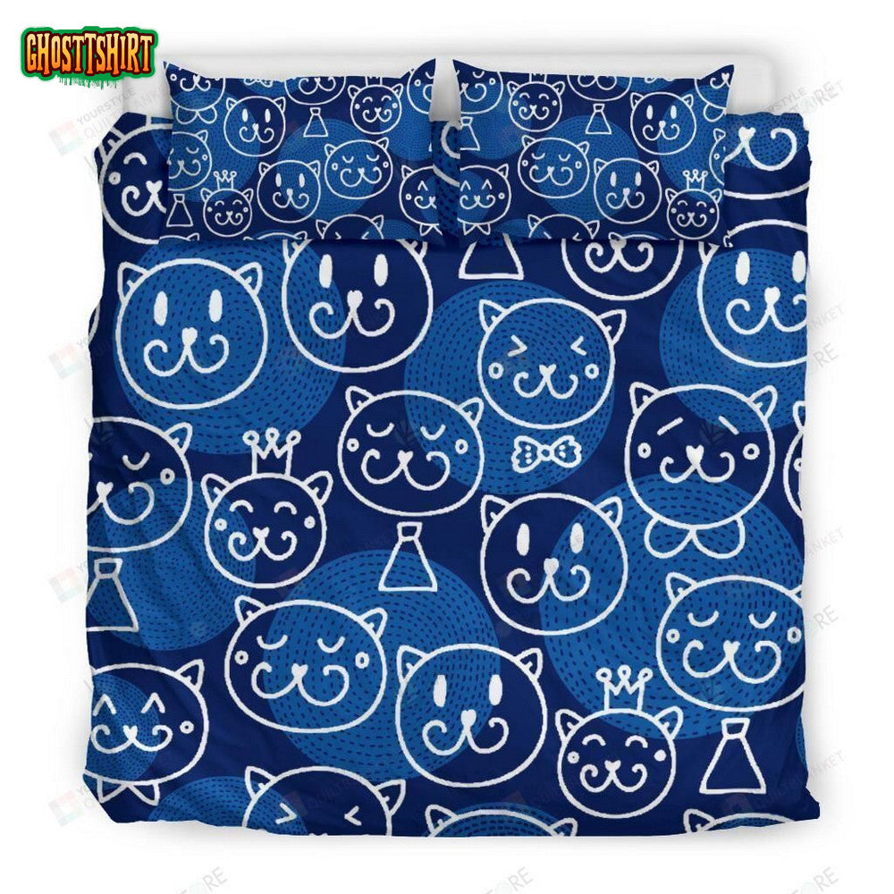 Cute Cartoon Cat Bed Sheets Duvet Cover Bedding Set
