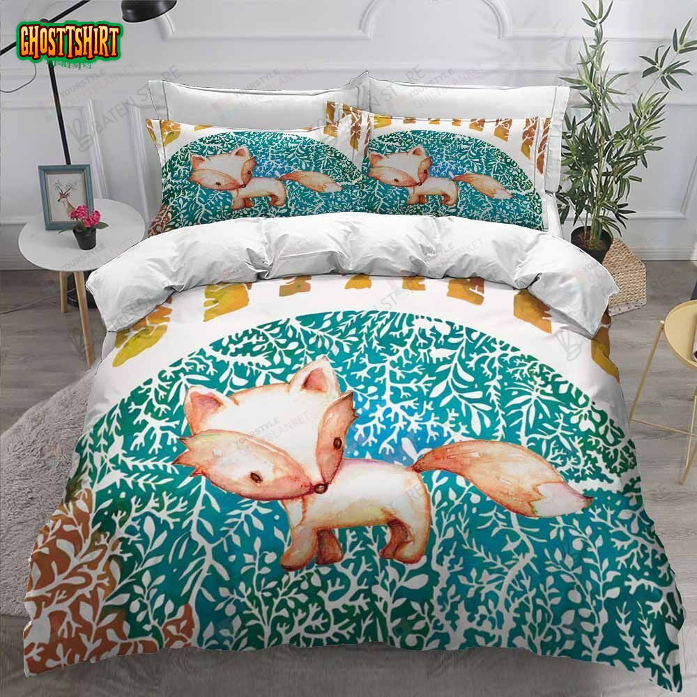 Cute Cartoon Fox Bed Sheets Duvet Cover Bedding Set
