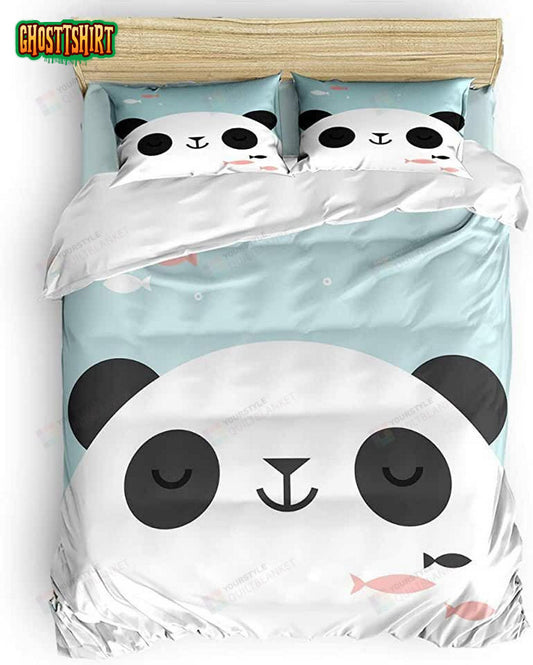 Cute Cartoon Panda Bed Sheets Duvet Cover Bedding Set