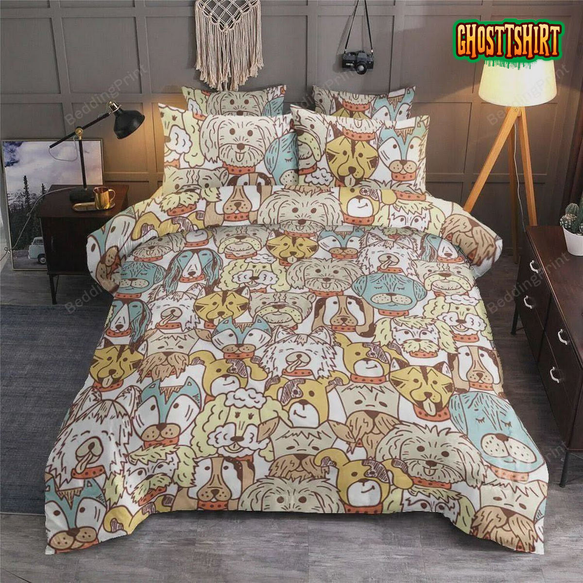 Cute Dog Faces Bed Sheets Duvet Cover Bedding Set