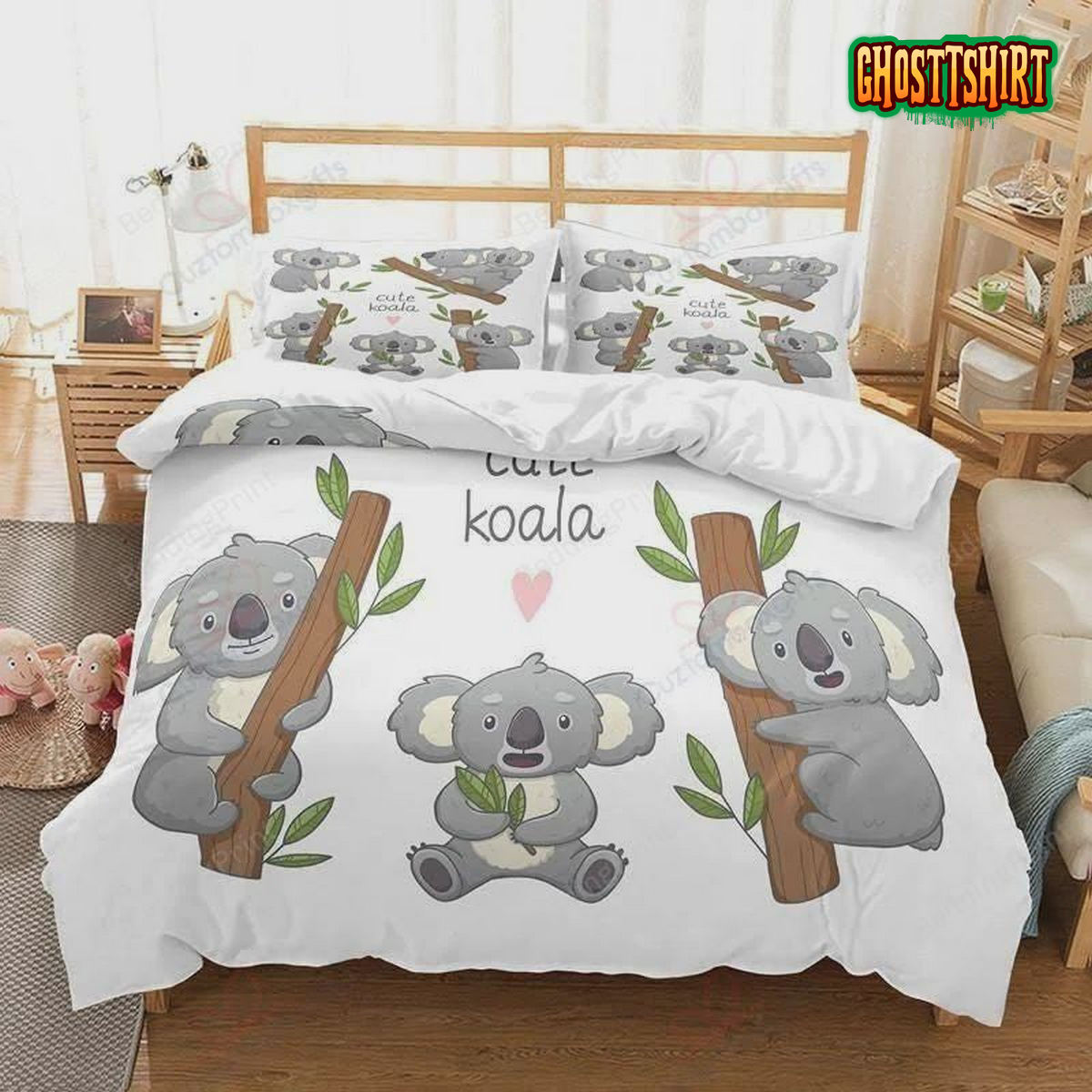 Cute Koalas Printed Bed Sheets Duvet Cover Bedding Set