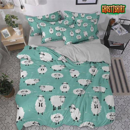 Cute Mini Sheep Bed Sheets Duvet Cover Bedding Set