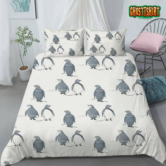 Cute Penguins Bed Sheets Duvet Cover Bedding Set