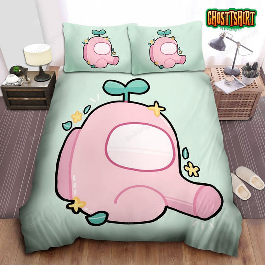 Cute Pink Among Us Bed Sheets Duvet Cover Bedding Set