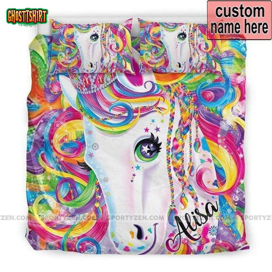 Cute Rainbow Unicorn Princess Custom Duvet Cover Bedding Set