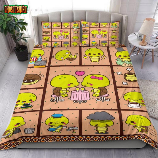 Cute Turtle Cartoon Bed Sheets Duvet Cover Bedding Set
