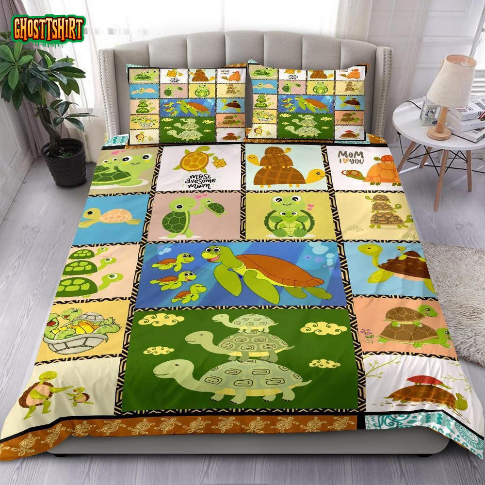 Cute Turtle Cartoon Pattern Bed Sheets Duvet Cover Bedding Set