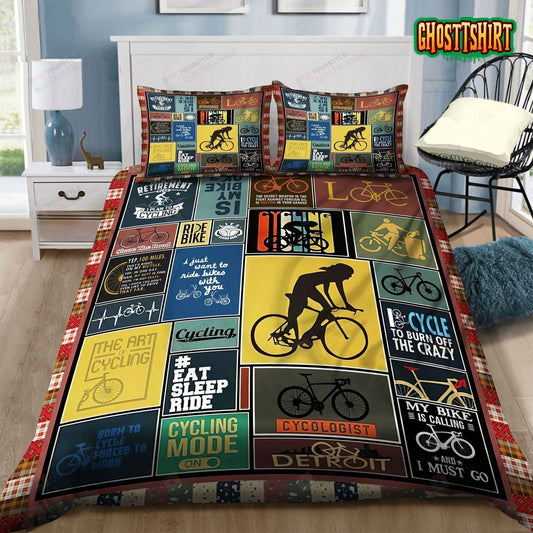 Cycling Mode On Bed Sheets Spread Duvet Cover Bedding Set
