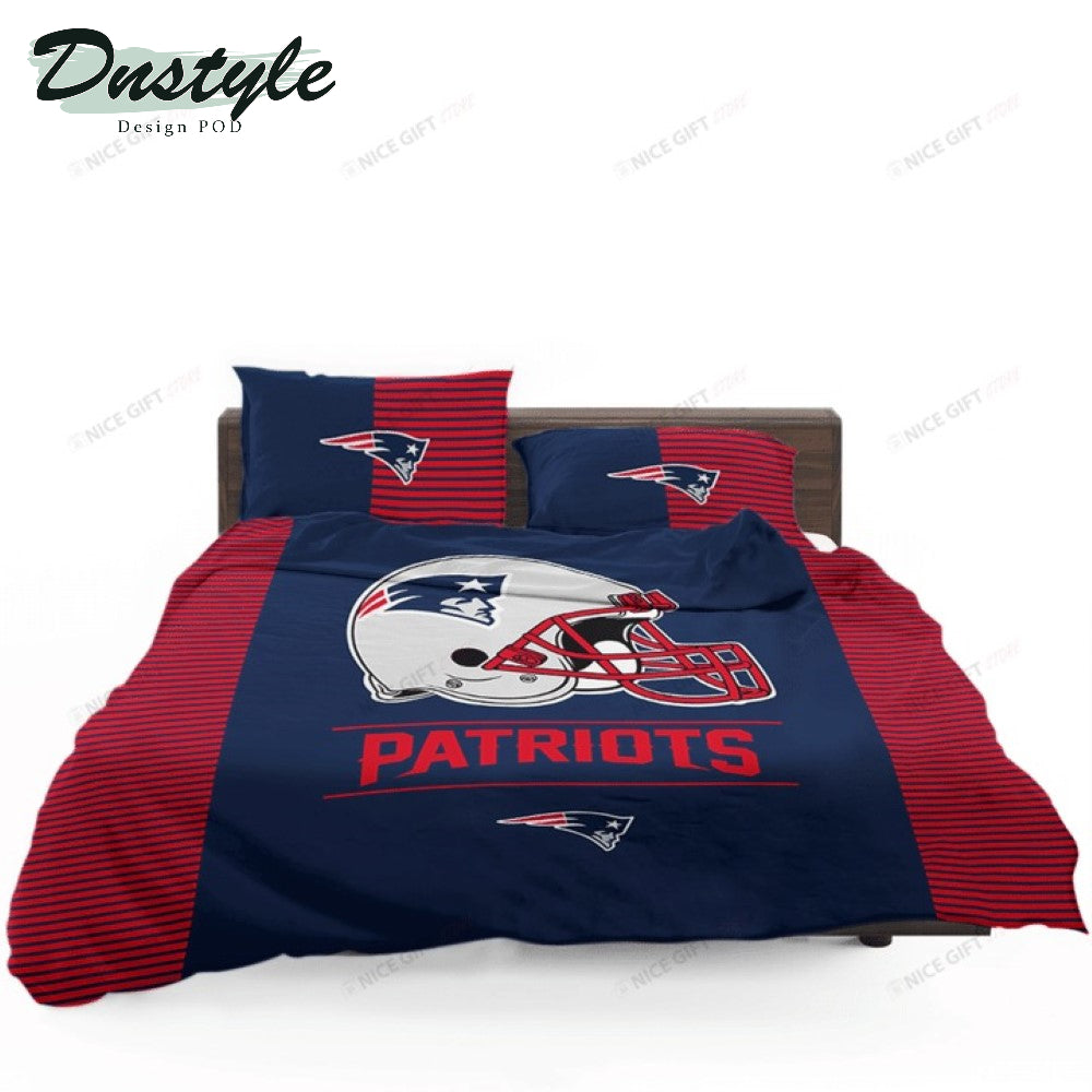 NFL New England Patriots Dark Blue Red Logo Bedding Set