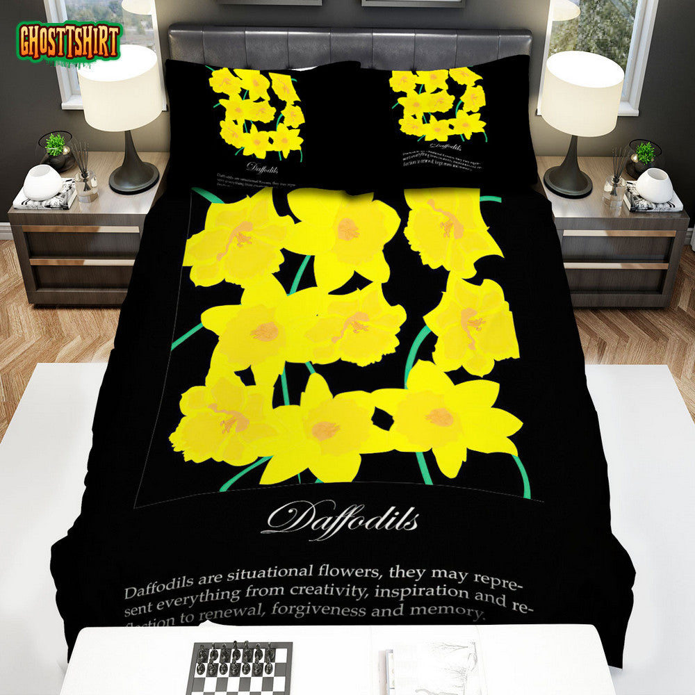 Daffodil Minimal Art Poster Bed Sheets Spread Duvet Cover Bedding Set