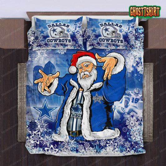 Dallas Cowboys Christmas Santa Claus Bedding Set